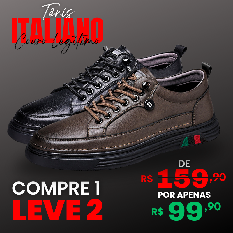 [COMPRE 1 LEVE 2] Tênis Ortopédico Italiano de Couro Legitimo