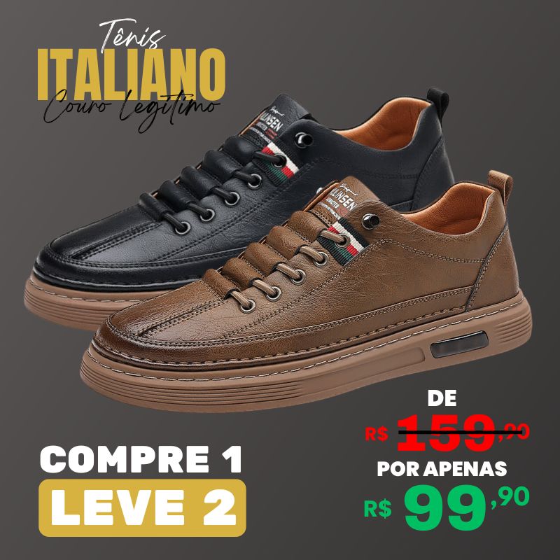[COMPRE 1 LEVE 2] Tênis Ortopédico Italiano de Couro Legitimo
