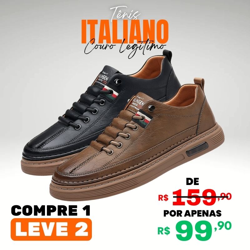 Kit 2 Tênis Ortopédico Italiano de Couro Legitimo